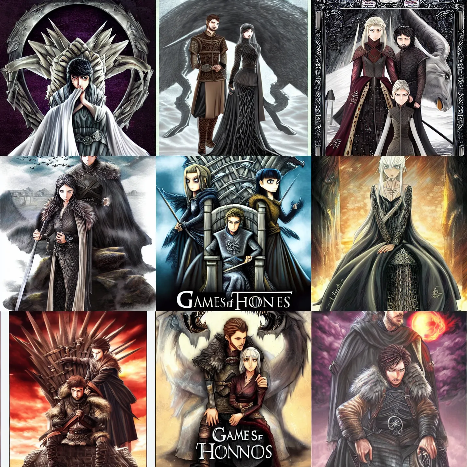 Prompt: games of thrones manga cover by anne stokes