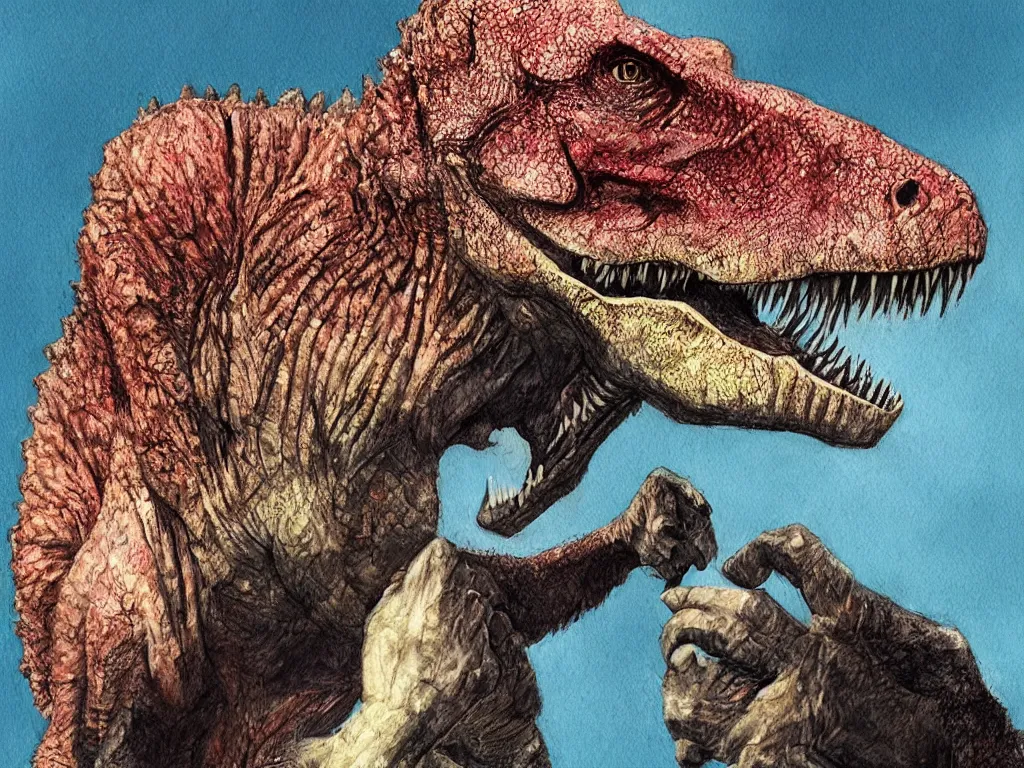 Prompt: tyrannosaurus rex holding an iphone, photorealistic