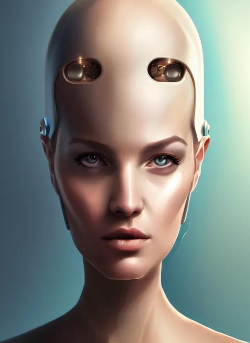 Image similar to portrait of female android, concept art, symmetrical, elegant, smooth, sharp focus, digital painting by fra angelico, greg ruthkowski, artstation