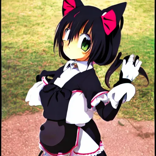 Prompt: Anime catgirl maid the Internet was been waiting for