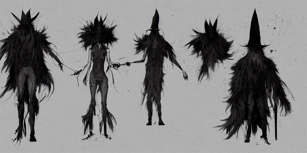 Prompt: babadook, character sheet, concept design, contrast, kim jung gi, greg rutkowski, zabrocki, karlkka, jayison devadas, trending on artstation, 8 k, ultra wide angle, pincushion lens effect