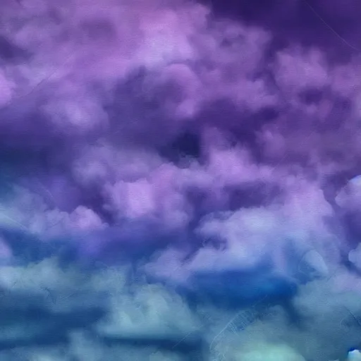 Prompt: indigo temples in purple clouds, digital art.