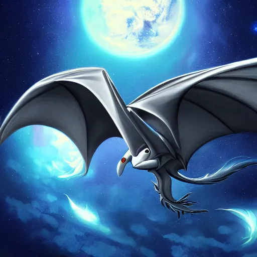 Prompt: A wind dragon flying in space, deviantart, award-winning, stunning