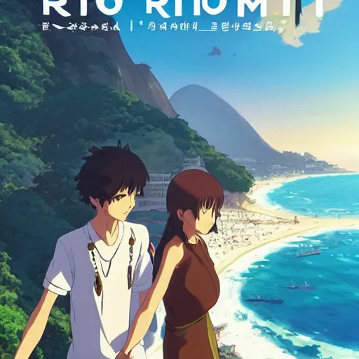 Prompt: rio de janeiro in an anime film, directed by makoto shinkai, art book