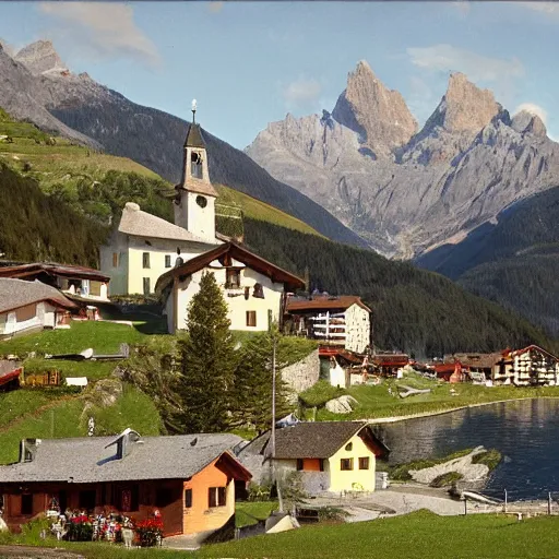 Prompt: Swiss village in the Engadine, by Robert Camp