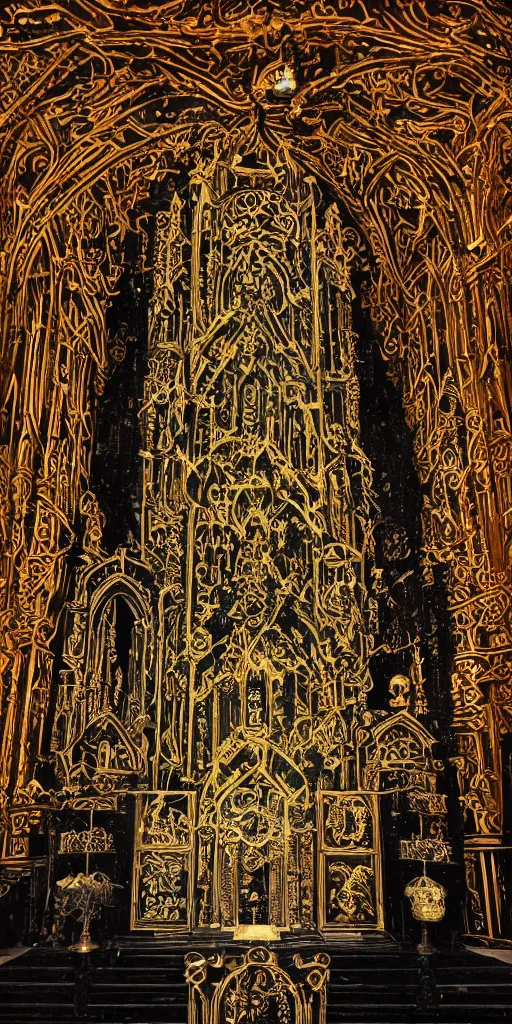 Prompt: photographic isometric cathedral church altar, gothic, baroque, black paper tarot, gold leaf, bringer of glowing light and life, skull, mystical, intricate #voxelart ornamental oriental tarot tower floral flourishes, technology meets fantasy, glass, copper, steel, emerald, diamond, amethyst, glass, map, infographic, poster, concept art, octane, 8k insane detail, style of monument valley, wes anderson