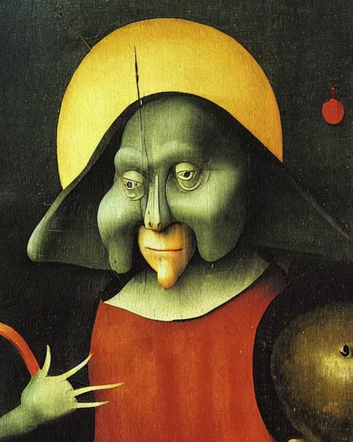 Prompt: Dama con l'ermellino painting by Hieronymus Bosch