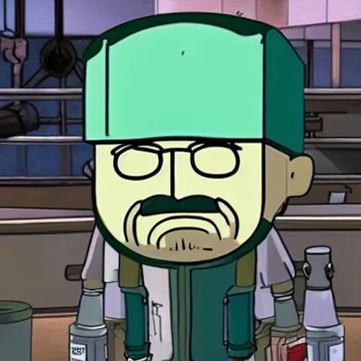 Prompt: walter white works for plankton in the chum bucket