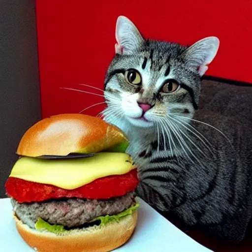 Image similar to anamorphic half cat, half burger