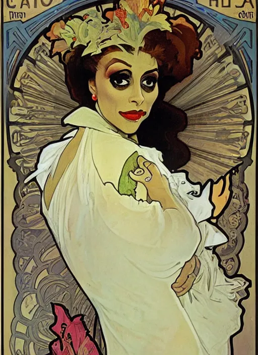 Prompt: bianca del rio painting by alphonse mucha