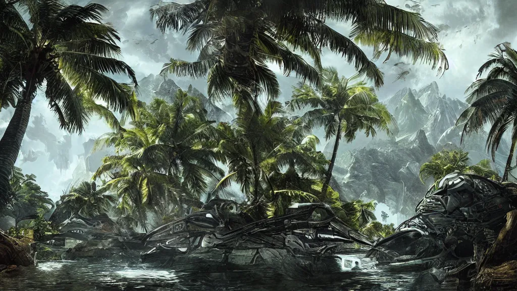 Image similar to Crysis 3 island, painting