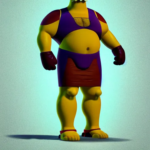 Image similar to CG 3D Homer Simpson as Thanos, cinematic, 4K