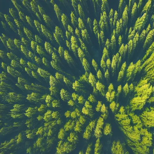 Image similar to an aerial shot of a forest in daytime, realistic