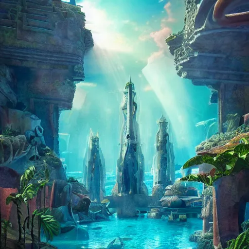 Prompt: once upon a time in the lost city of atlantis, futuristic but peaceful