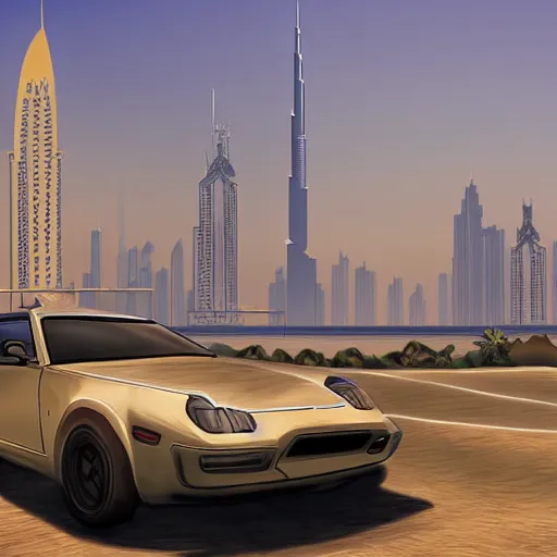 Prompt: gta : dubai, by aramaki shinji