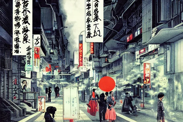 Image similar to japanese science - fiction street, zeen chin