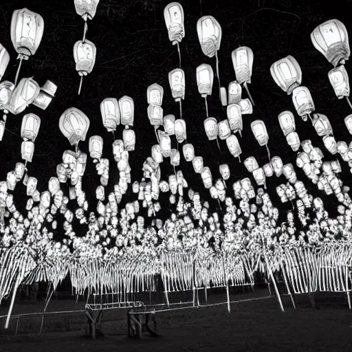 Prompt: chinese lantern festival, award winning black and white photography