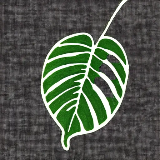 Prompt: tattoo stencil of a monstera deliciosa leaf