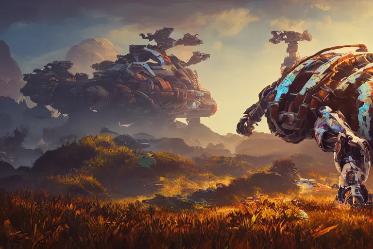 Image similar to shellsnapper machine mecanical creature robot of horizon forbidden west horizon zero dawn radiating a glowing aura global illumination ray tracing hdr fanart arstation by ian pesty and alena aenami artworks in 4 k