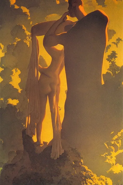 Prompt: tinnitus, by maxfield parrish