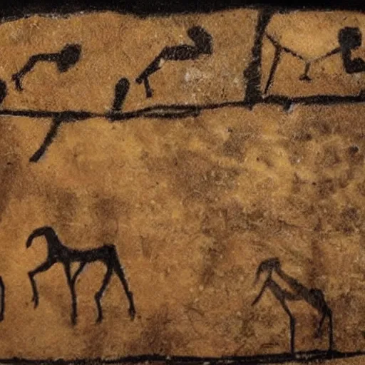 Prompt: a neolithic cave painting of the Donald Trump