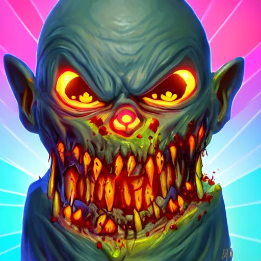 Image similar to angry zombie, epic legends game icon, stylized digital illustration, radiating a glowing aura, global illumination, ray tracing, hdr, fanart arstation by ian pesty and katarzyna bek - chmiel