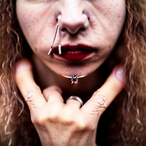 Image similar to a woman with a septum piercing