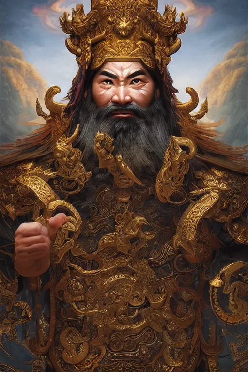 Image similar to digital painting of god of fortune china, by filipe pagliuso and justin gerard symmetric, fantasy, highly detailed, realistic, intricate port