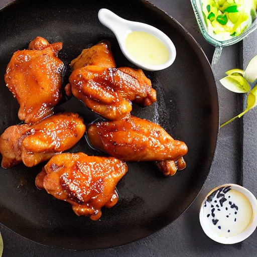 Prompt: thick sauce chicken wings