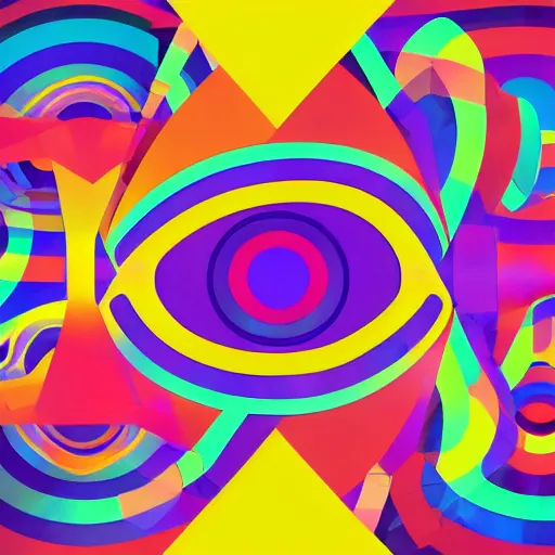 Prompt: neon shapes simple triangles circles, cartoon digital painting, detailed, beautiful brush stroke rendering, by beeple, by hayao miyazaki, by takashi murakami, by masahiro ito, 4 k wallpaper