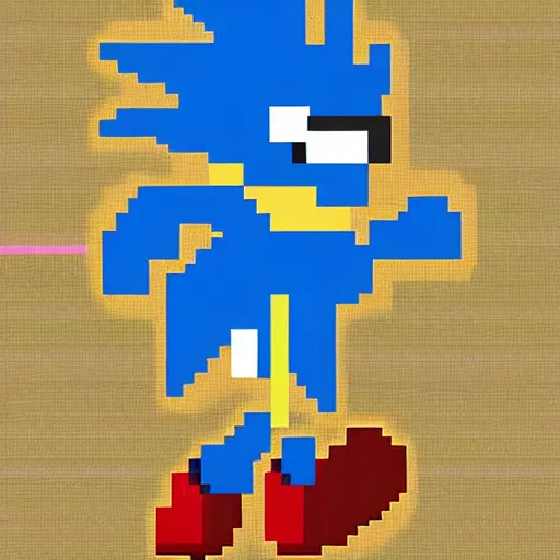 Prompt: pixel art of sonic the hedgehog