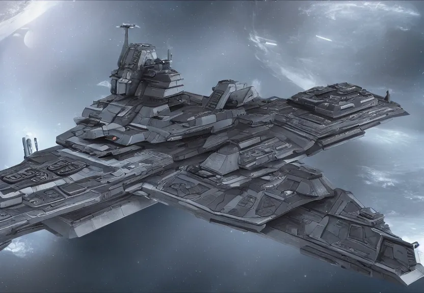 Prompt: a spaceship cruiser battleship inspired by sulaco, star destroyer, ilm