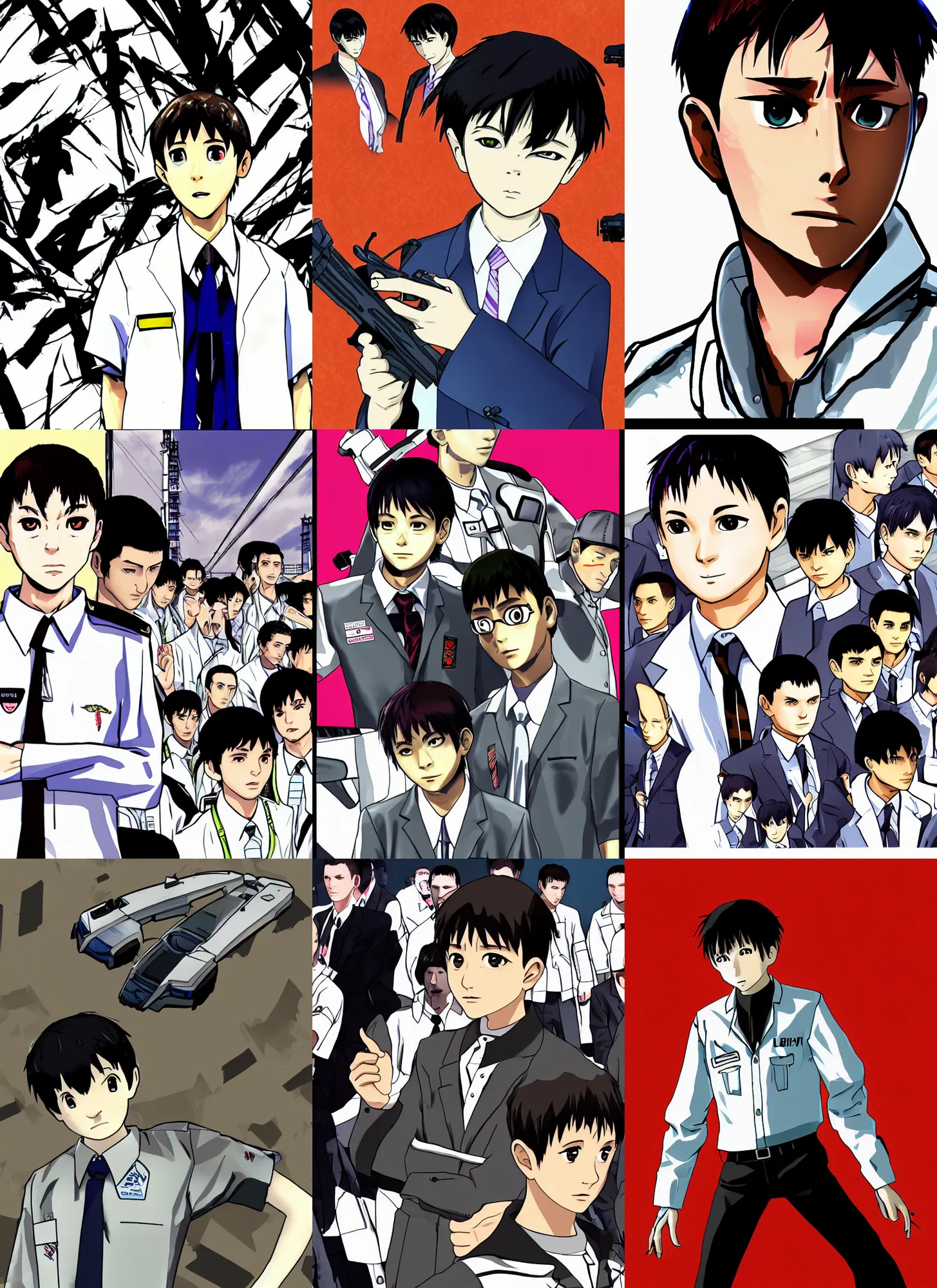 Prompt: shinji ikari, gta 4 loading screen art style, rockstar games