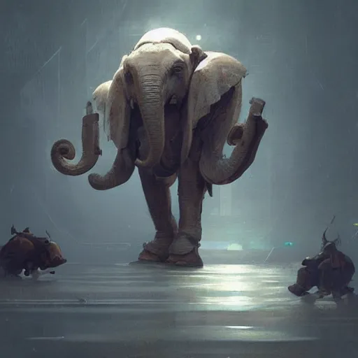 Prompt: 🤖🐘, Greg rutkowski, Trending artstation, cinematográfica, digital Art