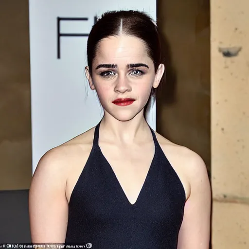 Image similar to a woman who is a genetic combination of emilia clarke and emma watson face and upper - body focus