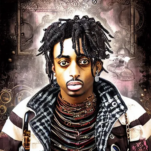 Image similar to playboi carti steampunk style digital art 4 k detailed super realistic