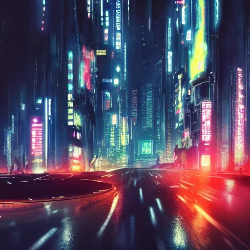 Image similar to city at night, bladerunner, cyberpunk, 4 k