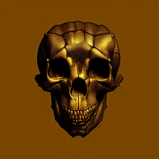 Prompt: golden lizard skull symbol, very detailed, 4 k, by greg rutkowski