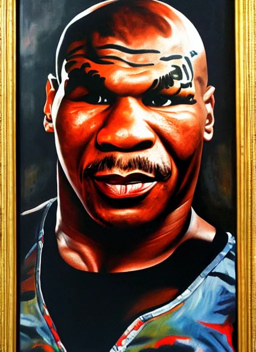 Image similar to oil portrait of mike tyson : : painted by chicago painter ivan albright in 1 9 4 5