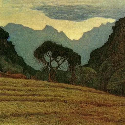 Image similar to lao republic landscape by giovanni segantini