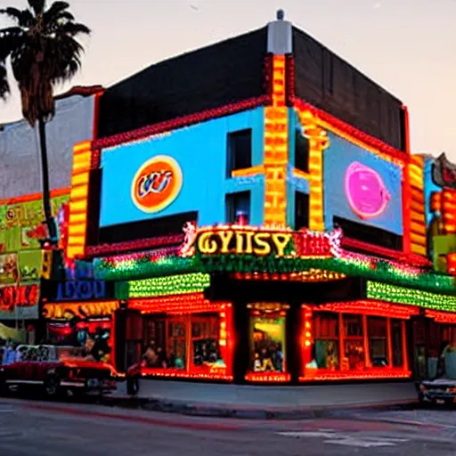 Image similar to the whiskey - a - go - go on the sunset strip, in los angeles, made out of lego