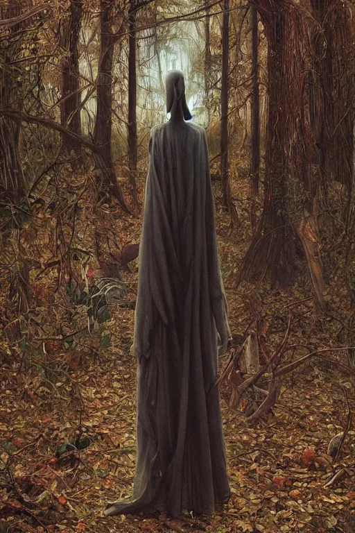 Image similar to portrait of slenderman standing in a deserted playground in the woods, by frantisek kupka, intricate, miles johnston, kuroda seiki, cynical realism, ozabu, john william godward, painterly, yoshitaka amano, moebius, miles johnston, louise zhang, james jean, mark ryden