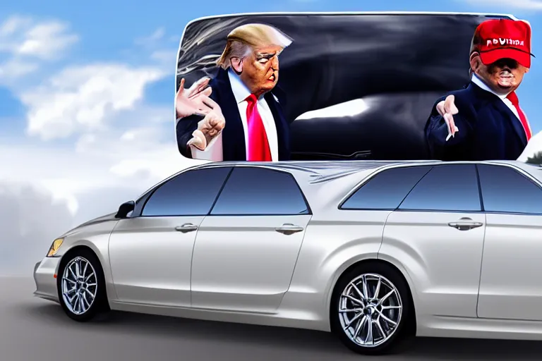 Prompt: trump-car-wrap-from-the-side, anime, anime anime