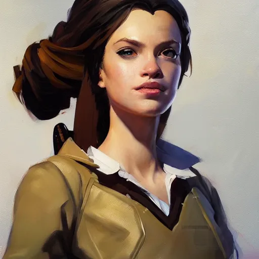 Image similar to greg manchess portrait painting of partially armored hermine granger as overwatch character, medium shot, asymmetrical, profile picture, organic painting, sunny day, matte painting, bold shapes, hard edges, street art, trending on artstation, by huang guangjian and gil elvgren and sachin teng