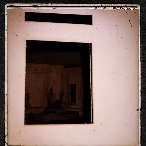 Prompt: polaroid of abandoned mausoleum, poltergeist, liminal, hidden ghost. magick symbols.