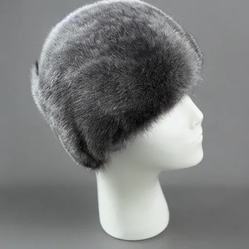 Image similar to gray fur hat soviet russian winter fur cap with earflaps ushanka