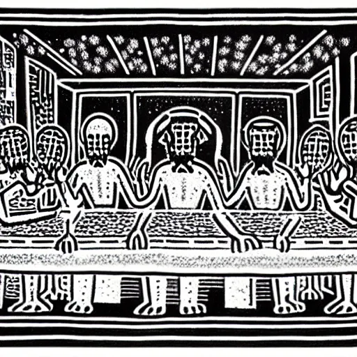 Image similar to The last supper, by Keith Haring