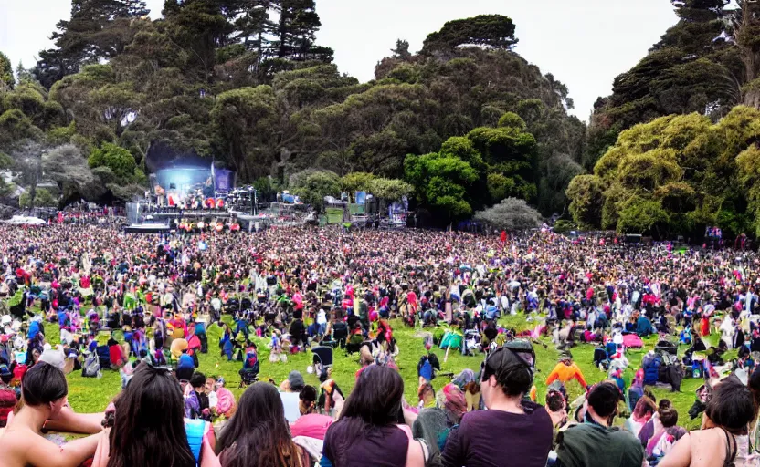 Prompt: a music festival in golden gate park