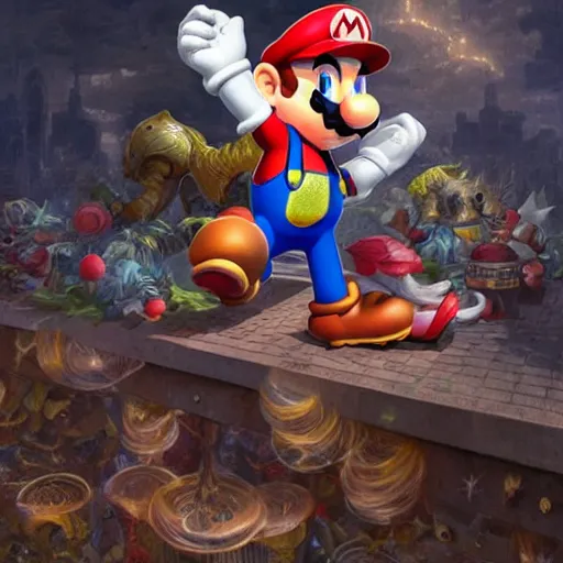 Prompt: A fusion of mario and sonic, ultra realistic, concept art, intricate details, dark, highly detailed, photorealistic, octane render, 8k, unreal engine, art by artgerm and greg rutkowski and alphonse mucha