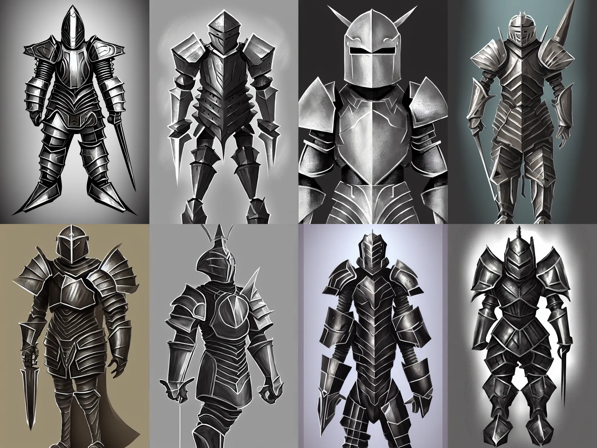 Prompt: armored knight, geometric, fantasy concept art